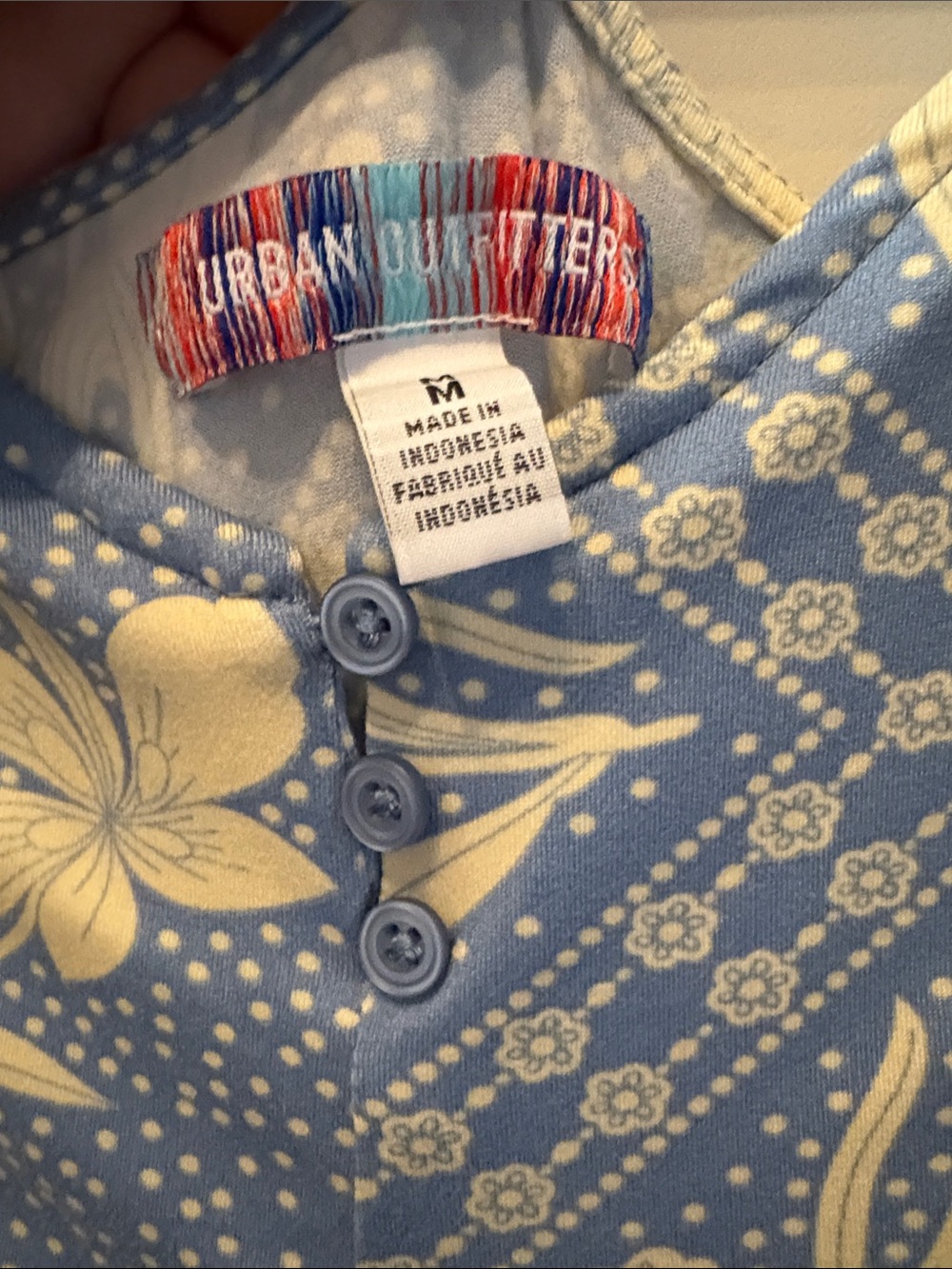 Urban Outfitters Blue Floral Bandana Print Smocked Sleeve Midi Dress Size M - Picture 7 of 9